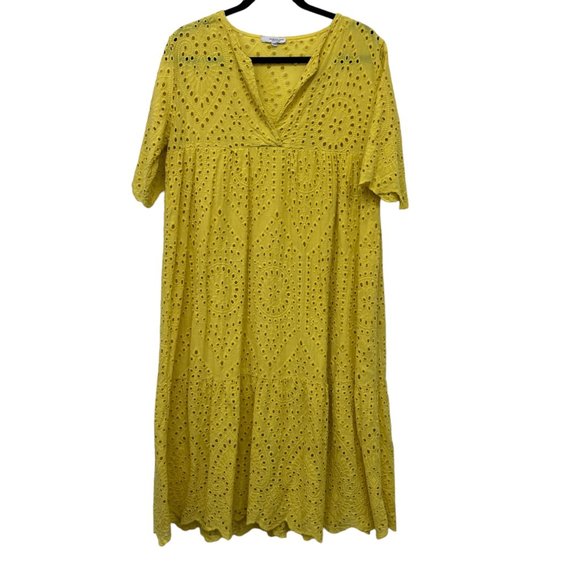 Vanessa Zani Dresses & Skirts - VAnessa Zani made in italy womens maxi dress cross front yellow eyelet dress  Si